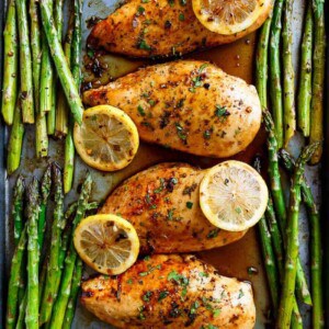 One Pan Honey Lemon Chicken Asparagus